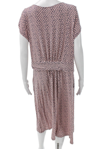 Boden Women Blouson Floral Pink Knee Length Dress Short Sleeve Size 16