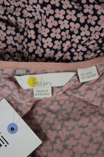 Boden Women Blouson Floral Pink Knee Length Dress Short Sleeve Size 16