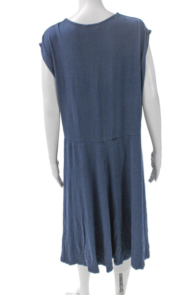 Boden Womens A-Line Blue Cotton V-Neck Sleeveless Long Dress Size 18