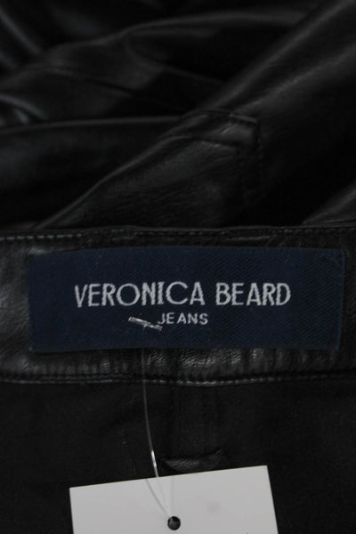 Veronica Beard Women Faux Leather Black Bootcut Jeans Button 33 Inseam Size 27