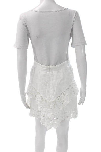 Isabel Marant Etoile Womens A-Line Linen Floral Mini Skirt White Size 36