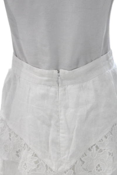 Isabel Marant Etoile Womens A-Line Linen Floral Mini Skirt White Size 36
