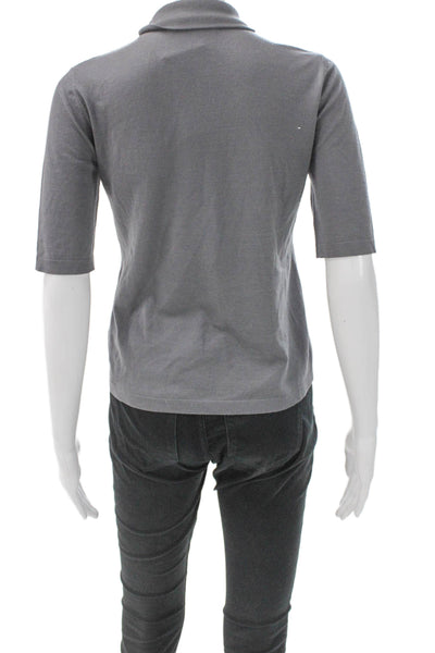 S Max Mara Womens Gray Wool Turtleneck 3/4 Sleeve Basic T-Shirt Size S