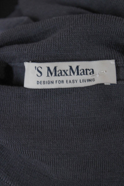 S Max Mara Womens Gray Wool Turtleneck 3/4 Sleeve Basic T-Shirt Size S