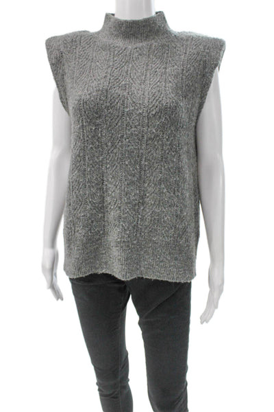 L'Agence Womens Mock Neck Geometric Gray Vest Sweater Size S