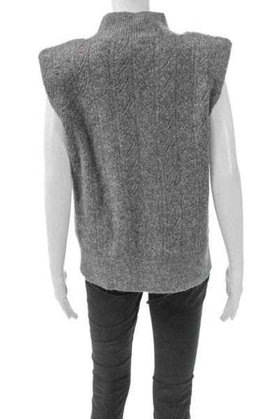 L'Agence Womens Mock Neck Geometric Gray Vest Sweater Size S