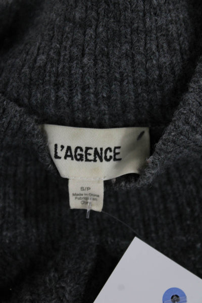 L'Agence Womens Mock Neck Geometric Gray Vest Sweater Size S
