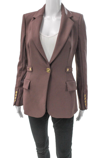 Elisabetta Franchi Womens Brown Polyester Blazer Button Long Sleeve Size XS