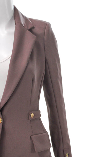 Elisabetta Franchi Womens Brown Polyester Blazer Button Long Sleeve Size XS