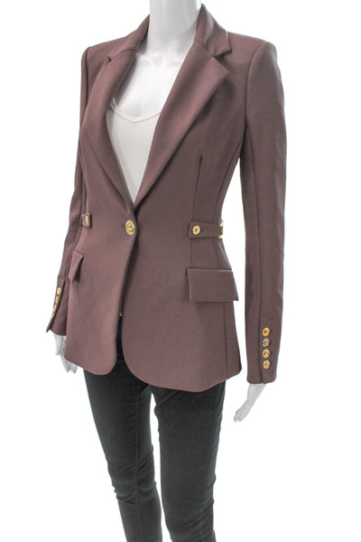 Elisabetta Franchi Womens Brown Polyester Blazer Button Long Sleeve Size XS