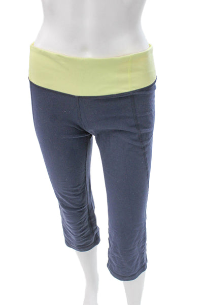 Lululemon Women Blue Colorblock Nylon Capri Leggings Size 8