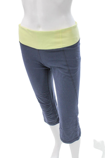Lululemon Women Blue Colorblock Nylon Capri Leggings Size 8