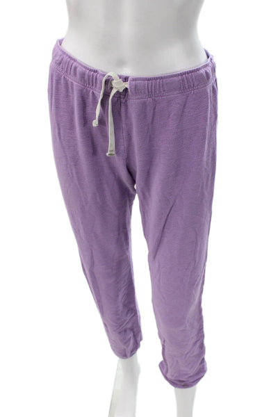 Monrow Womens Jogger Pants Purple Cotton Blend Drawstring Size S