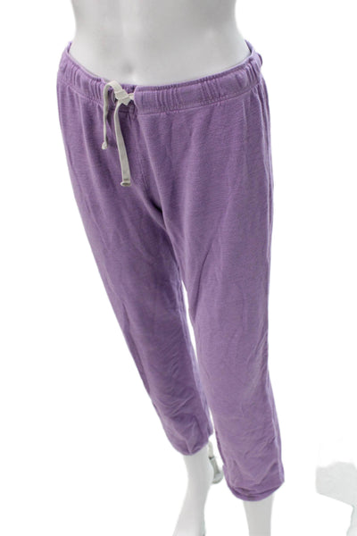 Monrow Womens Jogger Pants Purple Cotton Blend Drawstring Size S