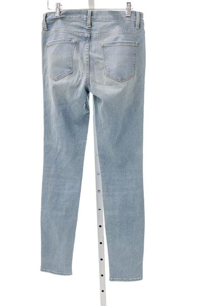 Frame Women Skinny Jeans Blue High Rise Cotton Blend Button Closure Size 29