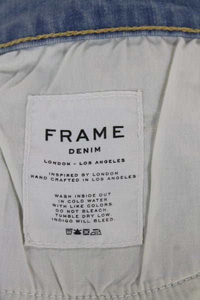 Frame Women Skinny Jeans Blue High Rise Cotton Blend Button Closure Size 29