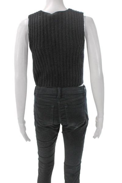 Favorite Daughter Womens Black Sleeveless V Neck Nylon Blouse Vest Size XS