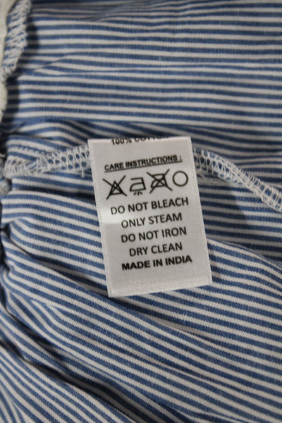 Bell Womens Blue Striped V-Neck Sleeveless Blouse 100% Cotton Size XS