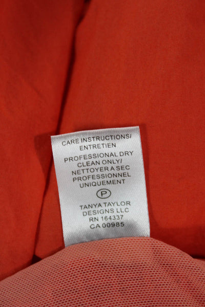 Tanya Taylor Womens Cropped Blouse Square Neck Orange 3/4 Sleeve Size 0