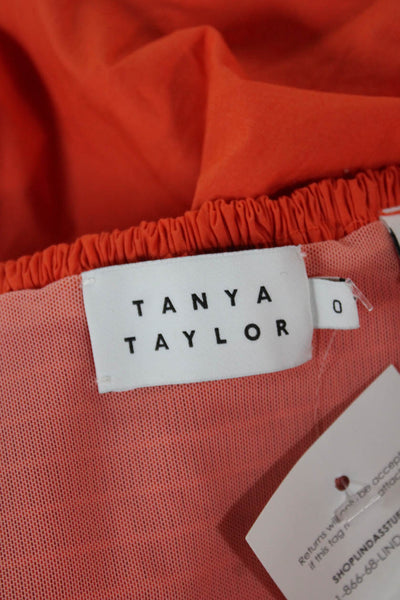 Tanya Taylor Womens Cropped Blouse Square Neck Orange 3/4 Sleeve Size 0