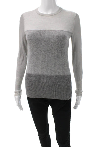 Rag & Bone Women Pullover Striped Gray Marino Wool Crew Neck Size 2XS