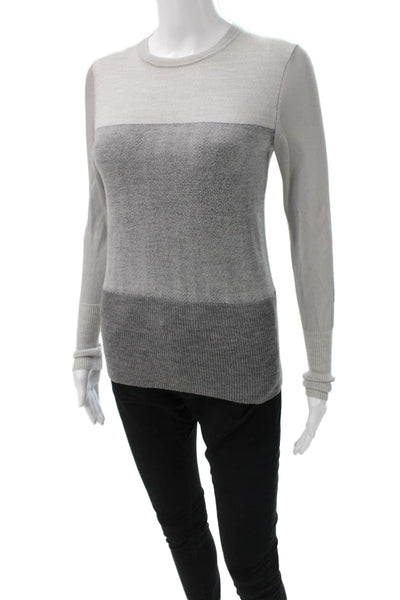 Rag & Bone Women Pullover Striped Gray Marino Wool Crew Neck Size 2XS
