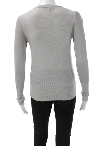 Rag & Bone Women Pullover Striped Gray Marino Wool Crew Neck Size 2XS