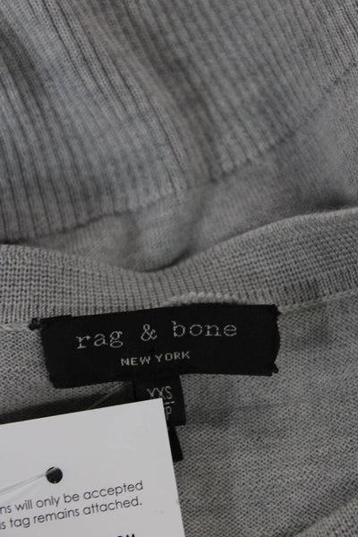 Rag & Bone Women Pullover Striped Gray Marino Wool Crew Neck Size 2XS