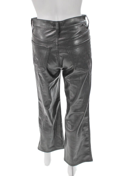 Mother Womens Faux Leather Pants Black Button Inseam 27 Size 25