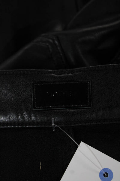 Mother Womens Faux Leather Pants Black Button Inseam 27 Size 25