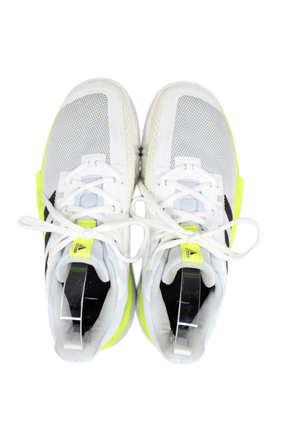 Adidas Womens Ultra Boost Running Sneakers White Neon Yellow Size 9