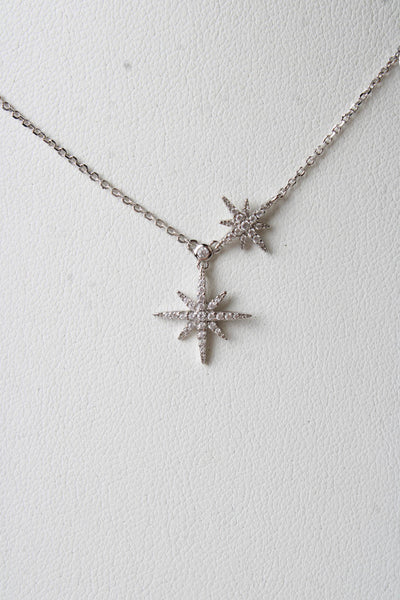 APM Monaco Womens 925 Silver Cubic Zirconia Double Meteorites Necklace 16"