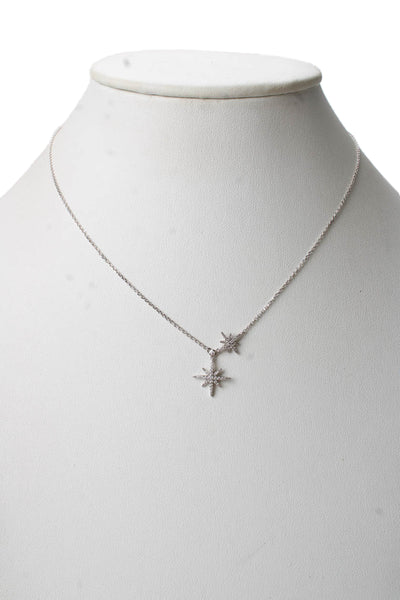 APM Monaco Womens 925 Silver Cubic Zirconia Double Meteorites Necklace 16"