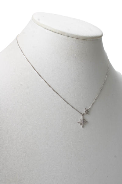 APM Monaco Womens 925 Silver Cubic Zirconia Double Meteorites Necklace 16"