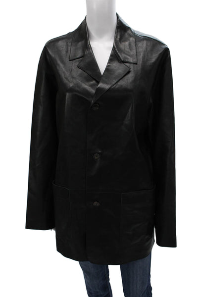 NOI Firenze Mens Leather Black Buttoned Jacket Size L