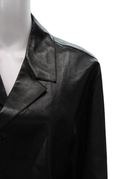 NOI Firenze Mens Leather Black Buttoned Jacket Size L