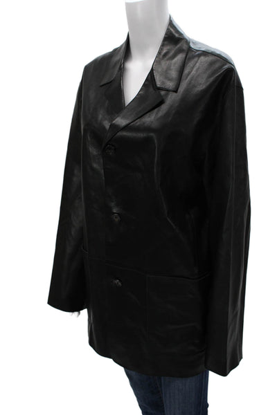 NOI Firenze Mens Leather Black Buttoned Jacket Size L