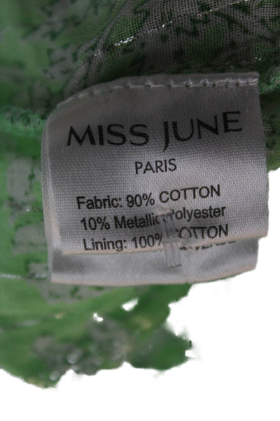 Miss June Women Maxi Floral Cotton Dress Green Sleeveless Scoop Neck Size S