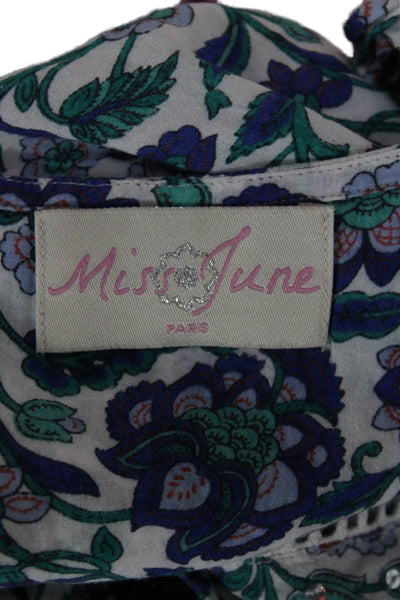 Miss June Women Maxi Floral V-Neck Tie Waist Viscose Dress Short Sleeve Size S