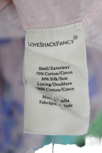 Love Shack Fancy Womens Pink Floral Maxi Dress Sleeveless Square Neck Size 4