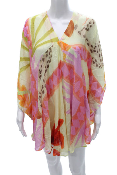 Pranella Women Mini Dress Multicolor Vneck Long Sleeve Animal Size One Size