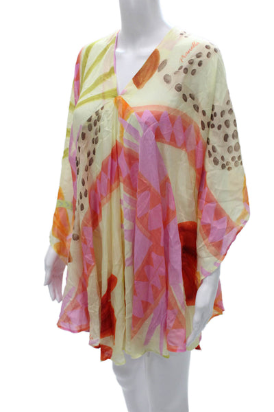 Pranella Women Mini Dress Multicolor Vneck Long Sleeve Animal Size One Size