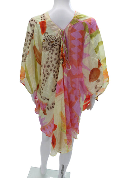 Pranella Women Mini Dress Multicolor Vneck Long Sleeve Animal Size One Size