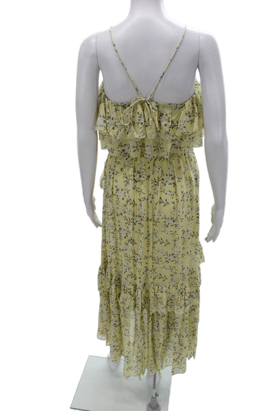 Ulla Johnson Women Sundress Yellow Silk Floral Sweetheart Midi Size 0