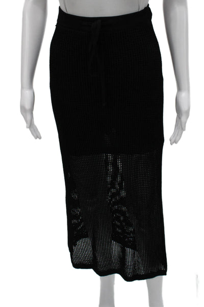 Miou Muse Womens Maxi Skirt Black Viscose Drawstring Size S