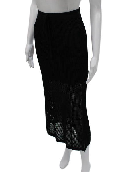 Miou Muse Womens Maxi Skirt Black Viscose Drawstring Size S