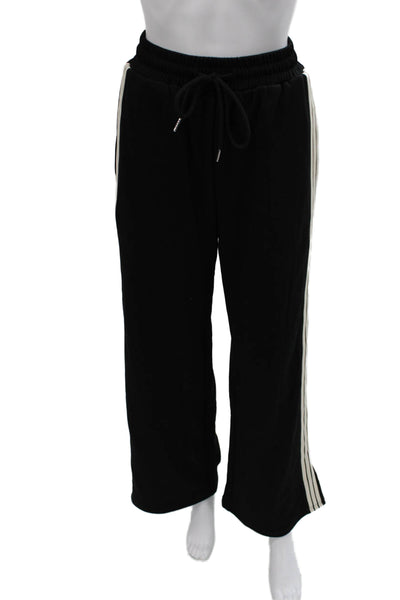 Commense Women Black Striped Polyester Drawstring Track Pants Size XS