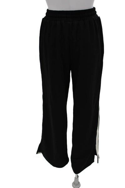 Commense Women Black Striped Polyester Drawstring Track Pants Size XS