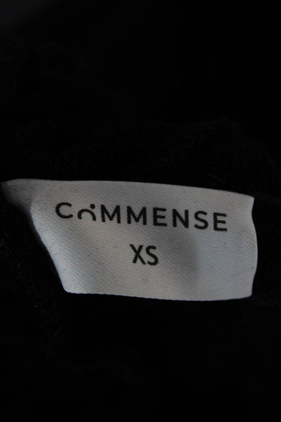 Commense Women Black Striped Polyester Drawstring Track Pants Size XS
