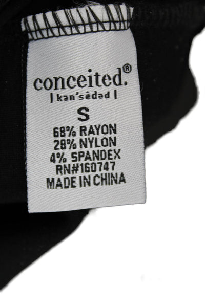 Conceited Women Dress Pants Black Rayon Pull On Solid Size S